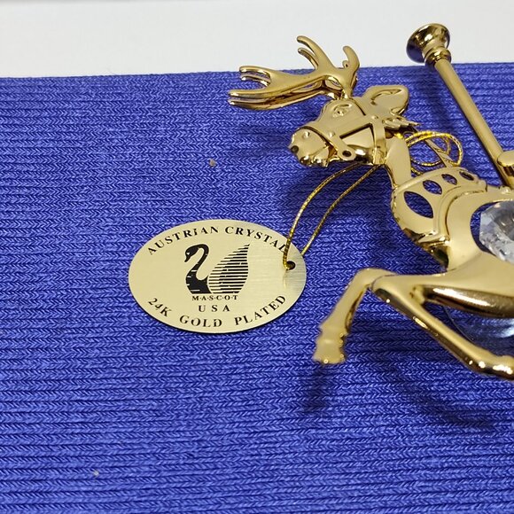 Crystal Delight 24K GP Reindeer Suncatcher Austrian Crystals Window Display 1997 - Picture 7 of 11